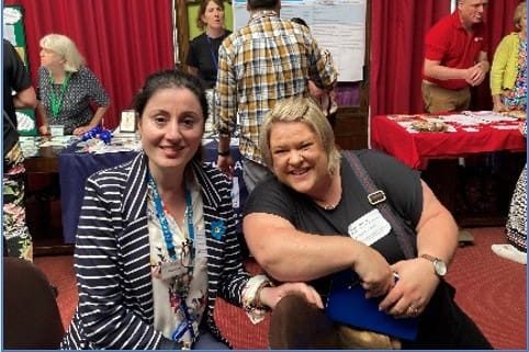 Bevan Exemplars Versha Sood (Left) & Alison Johnstone (Right) seated at an event